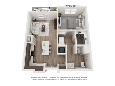 Floor plan image of A2, 1-bedroom apartment